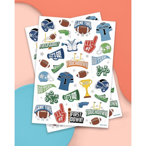 xo, Fetti Football Temporary Tattoos - 60 Foil Styles | Sport Birthday Party, Touchdown Team Party Supplies, Football Themed Party Favors, School Activity, Gift