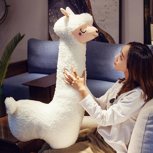 Sejiarep Alpaca Llama Plush Pillow - 29" Giant Alpaca Plush Long Body Pillow - Wife Girl Girlfriend Birthday Valentine's Day Children's Women's Day Gift, White