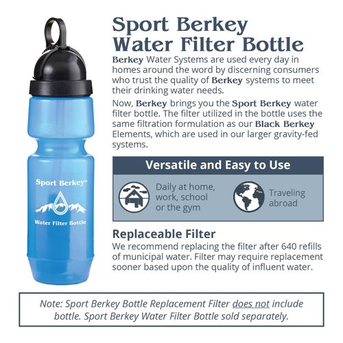 Authentic Berkey Filter for Sport Berkey Water Filter Bottle, Used for on The Go—Driving, Sports, Exercise, Travel, Home, Work, School and Play