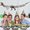 CHUNNIN 49PCS Dinosaur Birthday Party Supplies with Banner Dinosaur Themed Paper Plates Dinosaur Party Banner Dino World Paper Plates and Banner for Boys Kids Dino Theme Birthday Party Decorations