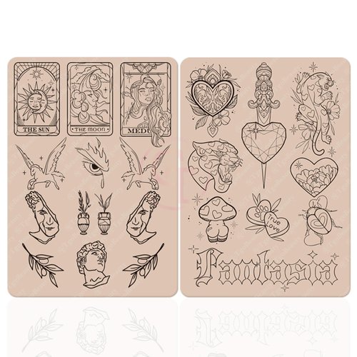 TgoBeauty Men Women Double Sides Designs Tiny Tattoo Practice Skin 1.5mm Thickness Fine Line Tiny Tattoo Practice Skin with Light Gray Lines for Tattoo Practice (1pc Pink Tattoo Skin)