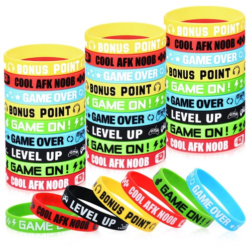 Libima 36 Pcs Video Game Bracelets Gamer Party Favors Game Party Bracelets Video Game Silicone Bracelets Rubber Wristbands for Gamer Multicolor Gaming Party Wristbands Supplies for Gamer Party Decor