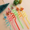 Christmas Straws, Bulk Christmas Gifts, Christmas Party Favors, Goodie Bags, Christmas School Party Favors, 24 Christmas Straws & 2 Cleaning Brushes-Cartoon