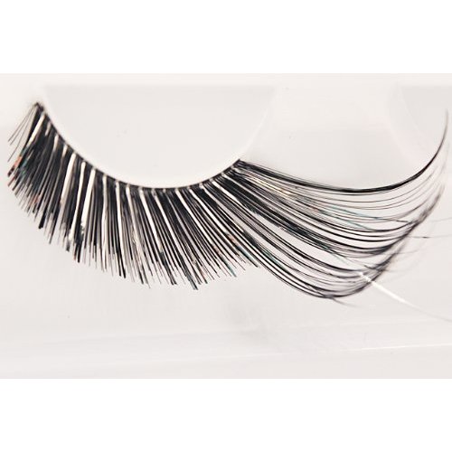 Elegant Lashes C194 Premium Color False Eyelashes | Black and Silver Metallic Mix Party Eyelash with Extra-Long Accent Ends) for Halloween Dance Rave Costume