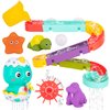 Interactive Bathtub Slide Set - Bath Slide Set with Bathtub Slide, Waterfall, Marble Run, Spinning Pinwheels, and Unique Squirt Toys (Turtle, Walrus, and Starfish) - Stong Suction Cups