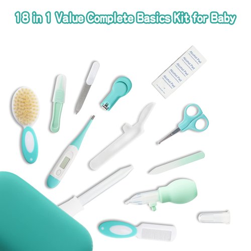 Baby Healthcare and Grooming Kit with Nail Clippers Scissors Nasal Aspirator Portable Baby BasicsHealth and Essentials Infant Grooming Kit for Newborns