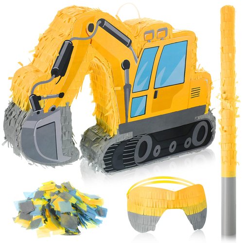 Ferraycle Construction Truck Piñata for Boys Excavator Dart Small Piñata Birthday Party Supplies ...