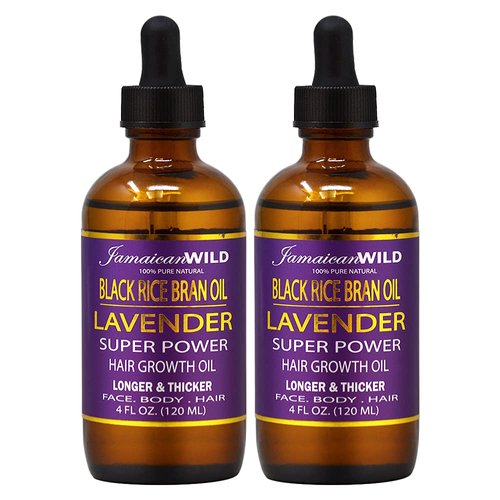 Jamaican Wild Black Rice Bran Oil Lavender Super Power Hair Growth Oil 4oz (Pack of 2)