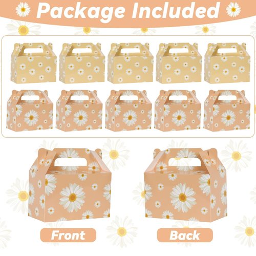 12 Pcs Daisy Flower Treat Boxes Party Supplies Hippie Daisy Flower Summer Party Favors Goodie Gift Boxes for Girls Birthday Baby Shower Wedding Party Decorations Retro Hippie Boho Treat Candy Box Home