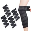 Rbenxia 4 Pieces of Black Elastic Calf Compression Bandage Adjustable Leg Compression Sleeve Knee Wraps Brace Support Bands for Stabilising Ligament, Joint Pain, Sport (180 cm)