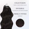 DOORES Micro Bead Hair Extensions Real Human Hair, Dark Brown 14 Inch 50g/50s, Micro Hair Extensions Human Hair, Remy Hair Extensions