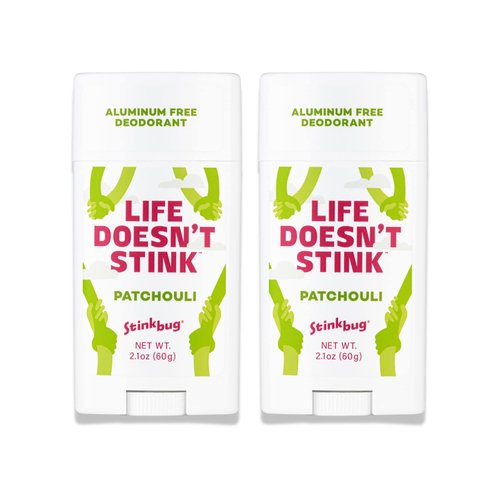 Natural Organic Deodorant Stick with Patchouli, Coconut Oil and Activated Charcoal, Aluminum Free Deodorant by Stinkbug Naturals, 2.1 Ounce Pack of 2