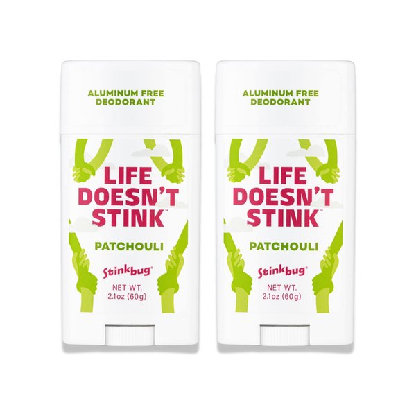Natural Organic Deodorant Stick with Patchouli, Coconut Oil and Activated Charcoal, Aluminum Free Deodorant by Stinkbug Naturals, 2.1 Ounce Pack of 2
