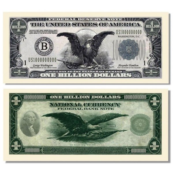 100 Billion Dollar Federal Deserve Notes with Bonus “Thanks a Million” Gift Card Set