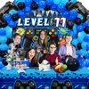 Vlipoeasn 90PCS 11th Birthday Video Game Party Decorations for Boys Set Blue 11th Birthday Supplies -11th Video Game Backdrop, Balloons, Tablecloth, Gamer and 11 Foil Balloons for 11th Birthday Party
