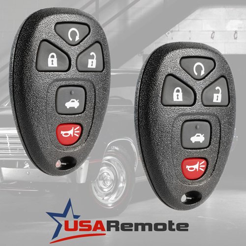 Key Fob Keyless Entry Remote with Ignition Key fits Cadillac DTS/Chevy Impala Monte Carlo 2006-2013 (OUC60270, OUC60221), Set of 2