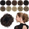 Rose bud Chignon Hairpiece Curly Bun Extensions Scrunchie Updo Synthetic Combs in Messy Bun Hair Piece for Women Medium Brown