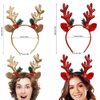 HANSAMU Christmas Headband Antlers Hair Bands, Christmas Glitter Elk Antlers Hair Hoop Headwear Gift for Women Costume Christmas Holiday Party Costume Hat Accessory (Red & Gold)