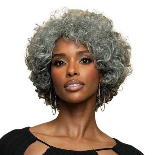 BOBBI BOSS Stunna Series MH1509 Latrice Short Curly Human Hair Wig 100% Human Hair Wigs, Unprocessed Human Hair Bundles (Natural BK)