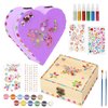 Fennoral 2 Pack Wooden Box Craft Kit for Kids Paint You Own Wooden Jewelry Box DIY Coloring Wooden Treasure Box Arts and Crafts Kit for Girls Art Activity Birthday Gifts
