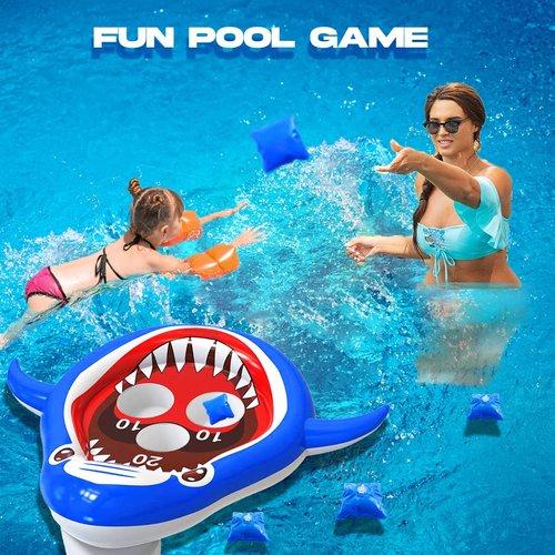 W-Plus Pool Toys Pool Toss Games Toys, Pool Float Toys for Kids - Inflatable Shark Swimming Pool Toys for Kids Adults Family