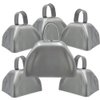 The Dreidel Company Metal Cowbell Noisemaker Cheering Bell, New Years, School Classroom, Wedding Bells & Chimes Percussion Musical Instruments Call Bell Alarm, 3" (Silver, 6-Pack)