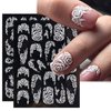 White Flower Nail Art Stickers Decals 5D Hollow Nail Stickers White Lace Rose Wedding Pattern Nail Art Supplies Self-Adhesive Luxurious Nail Art Decoration Acrylic Engraved Flower Nail Decal for Women Nail Accessories 4 Sheet