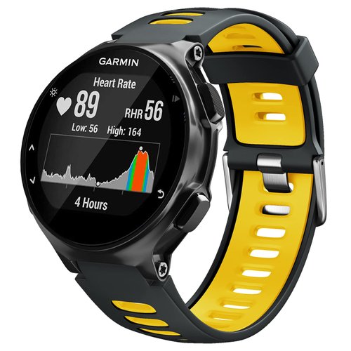 NotoCity Silicone Watch Band Replacement Solft Silicone Strap Compatible Forerunner 230/220/ 235/620/ 630/ 735XT/ Approach S20/ S5/ S6-Black Yellow