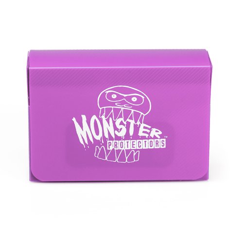 Monster Protectors Magnetic Double Deck Box - Purple, Holds 150 Gaming TCGs, Self-Locking Closure, Compatible w Standard & Smaller Size Gaming Trading Cards, Removable Construction