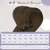 Full Shine Brown Weft Human Hair Extensions Sew In Extensions Straight Hair Color Medium Brown Hair Weft Extensions For Women Soft Silky Human Hair Bundles Hair Weft Human Hair Sew In 105G 18 Inch