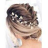 JONKY Leaf Hair Vine Pearl Hair Piece Gold Hair Accessory Bridal Headband Wedding Headpiece for Bride and Bridesmaid（Gold）
