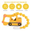 Baby Construction Vehicles Teething Toys,Food Grade Silicone Teether with One-Piece Pacifier Clip Holder,Best Shower Gift for 3 Months+ Boy and Girl,BPA Free,Freezer Safe. (Excavator)