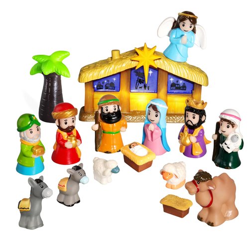 ETLUK Kids Nativity Set 17 PCS, Christmas Toddler Toy Nativity Playset Religious Children’s Nativity Scene Set, 17 Pieces Include Manger Baby Jesus Figures for Toddler Kids