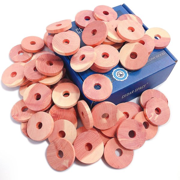 Cedar Space Cedar Blocks for Clothes Storage 100% Natural Aromatic Red Cedar Rings 72Pcs Protection for Wardrobes Closets and Drawers