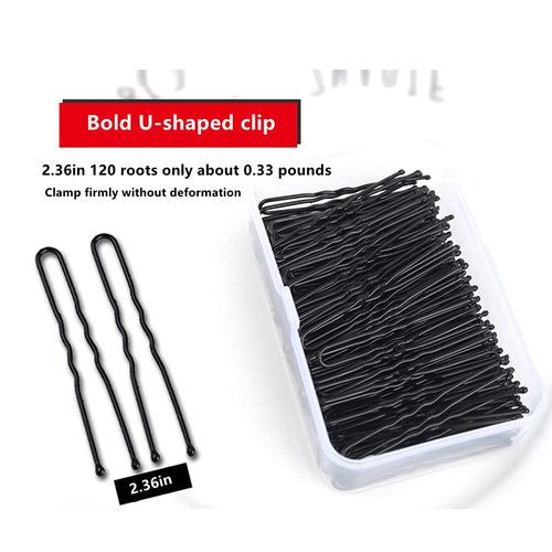 U Shaped Bun Wedding Bridal Black Hair Pins (Black-120Pcs)