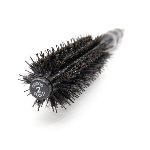 COCCO Black Series Ceramic Boar Brush S2, Hair Styling Brush with Dual Bristle Technology, Ceramic-Coated Barrel, Ergonomic Design, 35 mm