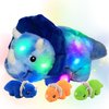 Hopearl LED Plush Dinosaur Lighting Up Stuffed Mommy Triceratops with 3 Babies in her Tummy Floppy Stuffed Animal Playset Night Lights Glow in The Dark Gifts for Kids Toddler Boys, Blue, 15“