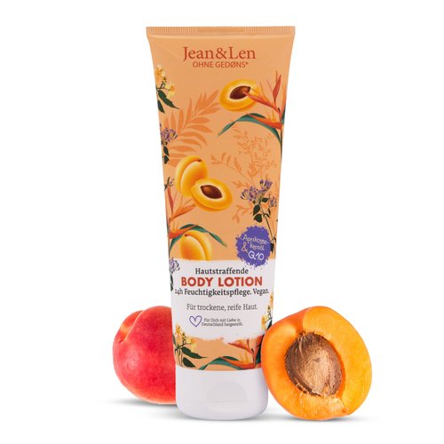 Jean &amp; Len Skin Firming Body Lotion Apricot Kernel Oil &amp; Q10, for dry &amp; mature skin, gives supple...