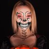 4-Pack Skull Face Halloween Temporary Tattoos for Men and Women, Creepy-Mouth Face Tattoo Stickers for Halloween Costumes and Cosplay for Adults and Kids Fake Tattoos