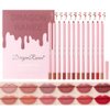 Dulele High Pigmented Matte Lip Liner Set, 12 Colors Creamy Velvet Lip Liner Pencil, Waterproof Non-marking Lipstick Pen Lip Makeup for Daily/Travel/Party/Work