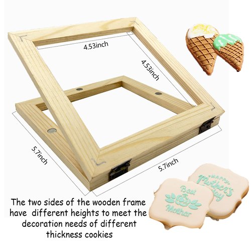 Magnetic Cookie Stencil Holder, Wooden Cookie Stencil Frame for Royal Icing Airbrush, Decorating Baking Tools, Compatible with Stencil Genie Template