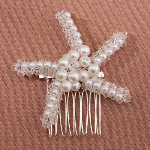 Pearl Hair Comb for Women Starfish Hair Clip for Bride Hair Side Comb Wedding Head Pieces Hair Accessories for Women and Girls