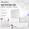 MelodySusie 21pcs Nail Drill Bit Set with Portable Holder Case, 3/32'' Ceramic Diamond Carbide Acrylic Gel Nail Art Tool Kit, Cuticle Remover Bit for Acrylic Dip Powder, Manicure Pedicure, Salon Home