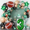 7pcs Football Balloons, Football Birthday Number Mylar Foil Balloon, Football Sport Them Party Supplies Football 3rd Birthday Decorations (3rd)