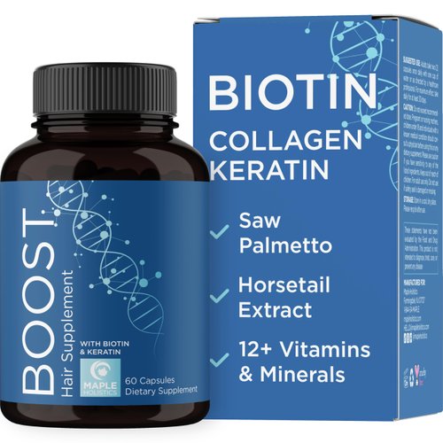 Biotin 10000mcg and Collagen Supplement - Hair Growth Supplement with Saw Palmetto for Women &amp; Me...