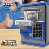 Dr. STEM Toys Electronic Alarm Safe for Kids - ATM Piggy Bank for Real Money with Fun Lights & Sound Effects, Automated Bill Feeder, Coin Slot, PIN Protection & More, for Boys & Girls, Blue