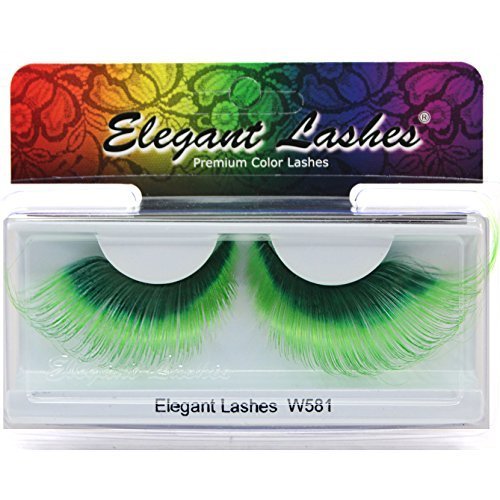 Elegant Lashes W581 "Shamrock" Premium Green Jumbo Color False Eyelashes (Pack of 6)