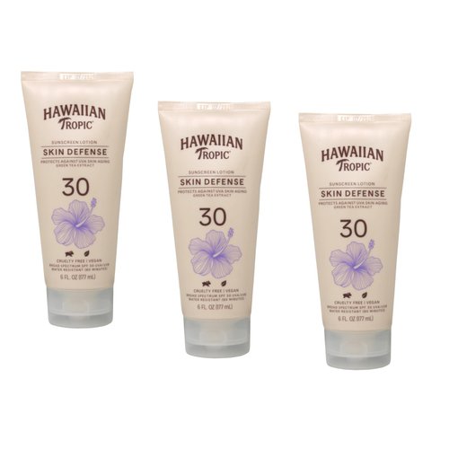 Hawaiian Tropic Sunscreen Lotion, Skin Defense, Protects Against UVA-Induced Skin Aging, with Gre...