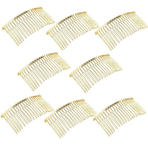8Pcs Metal Side Comb with 20 Teeth Metal Wire Twist Bridal Wedding Veil Comb Minimalist Hair Comb DIY Hair Accessories for Women Girls, Gold