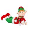 Hopearl Adorable Christmas Boy Elf Stuffed Doll Santa Helper Figurines for Holiday Handmade Plush Characters Fun Decorations Toys for Kids Party Favors, Red, 13''